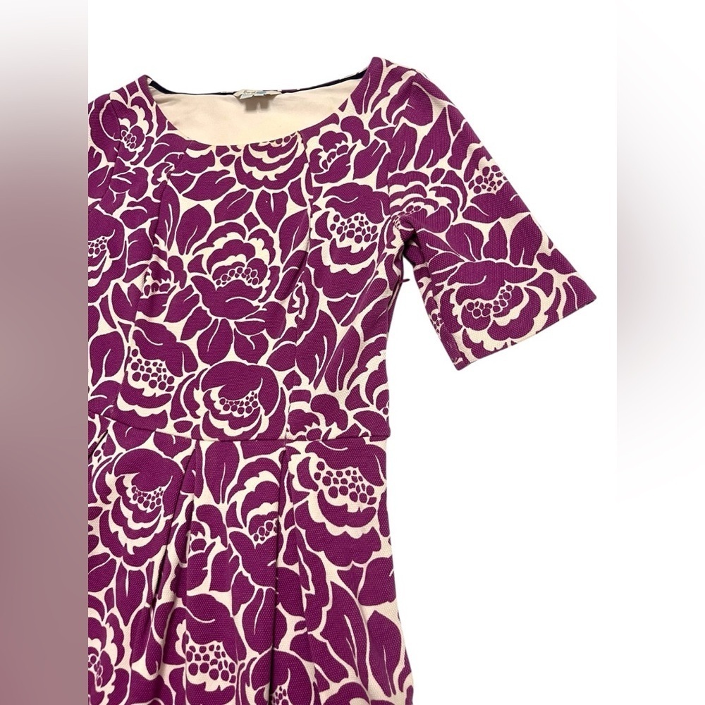 BODEN TEXTURED COTTON BLEND FLORAL LINDSEY PONTE DRESS Sz 10R - Picture 3 of 9